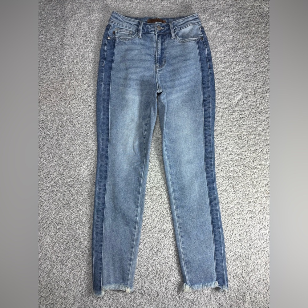 Judy Blue Jeans Womens 0 High Rise Slim Fit Raw Hem Frayed Party Everyday Frayed